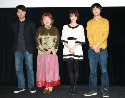 第1回浦和映画祭に登場した石井監督、竹内、岡本、森岡（左より）
